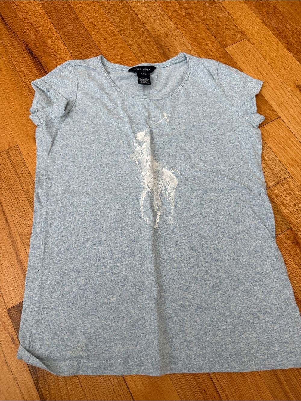 Ralph Lauren Heather Light Blue Girls Short Sleeve Polo Logo Tee